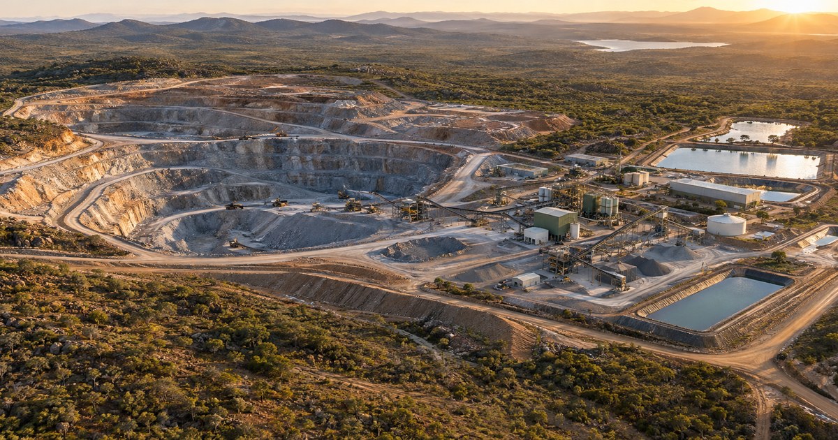 Operação de mineração vista à distância
